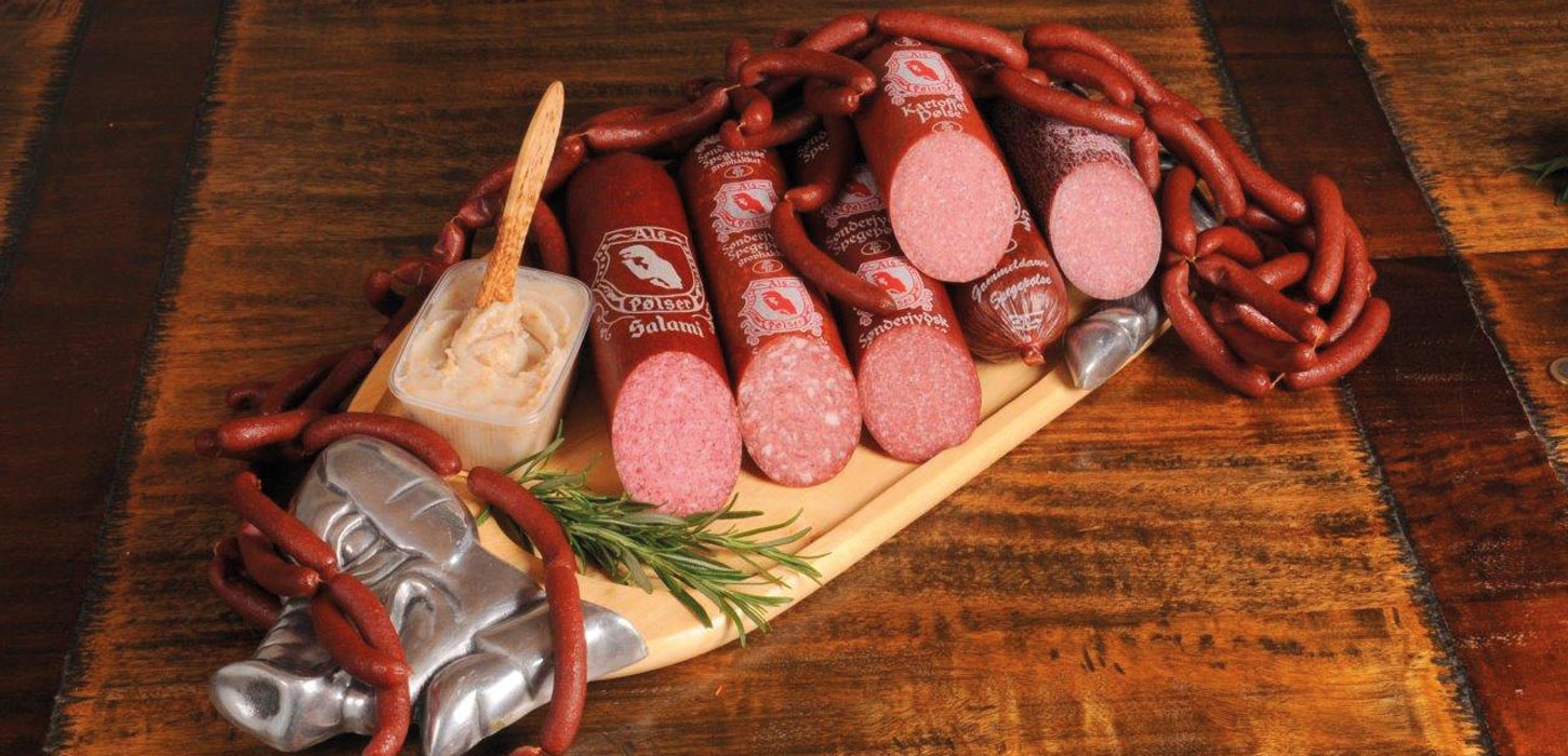 Forskellige spegepølser fra Als Pølser
