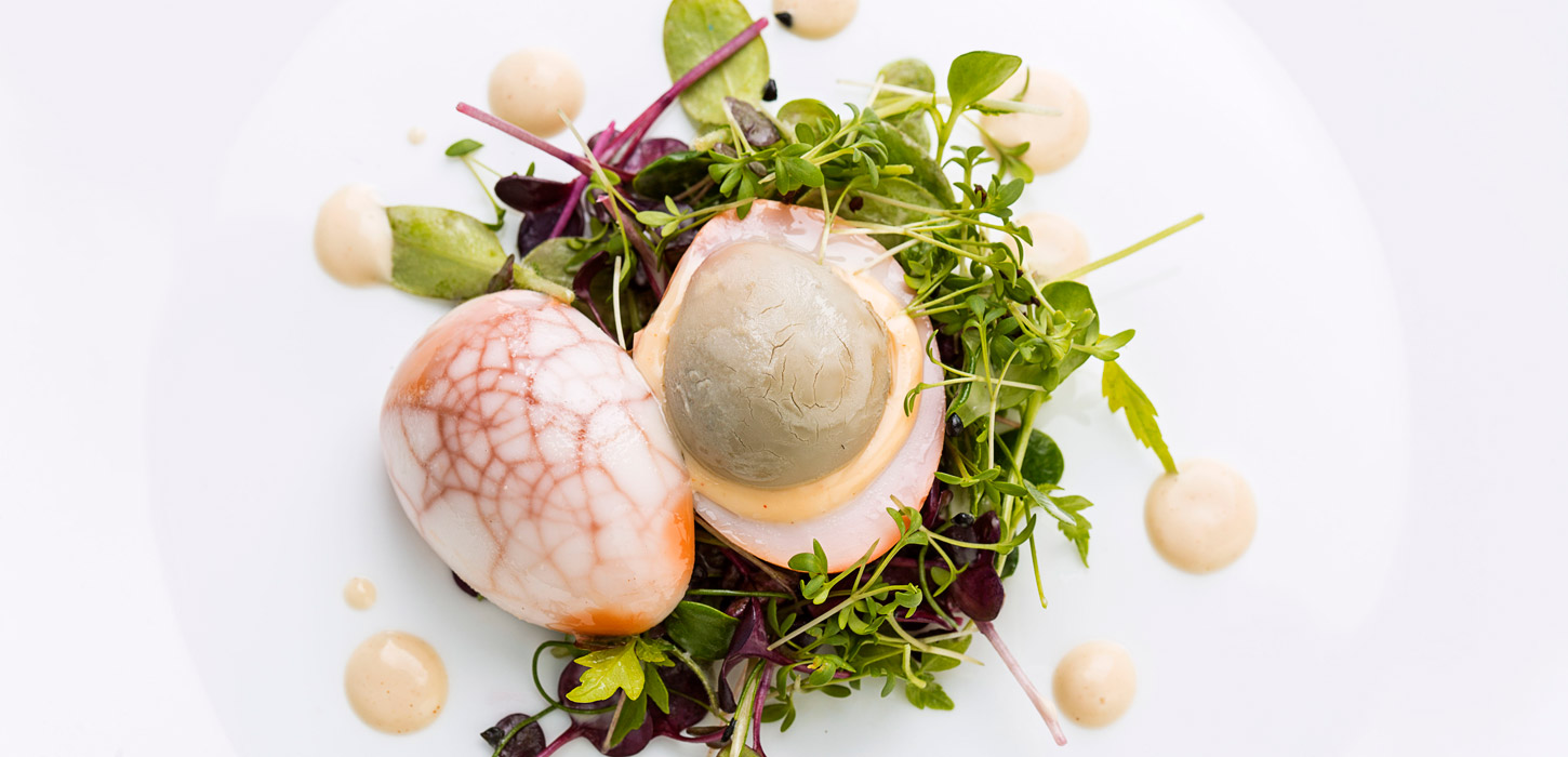 Solæg anrettet på salat