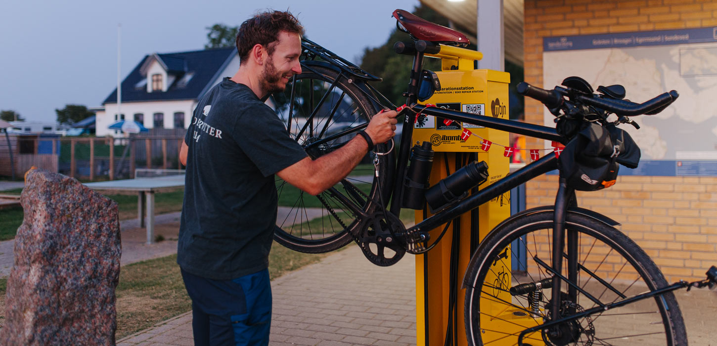 Bike Station i brug på Gammelmark Strand Camping