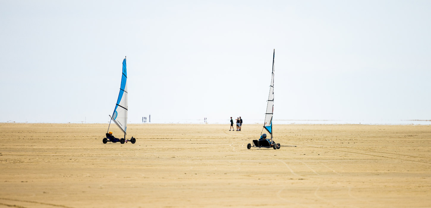 Blokarts på den brede strand på Rømø