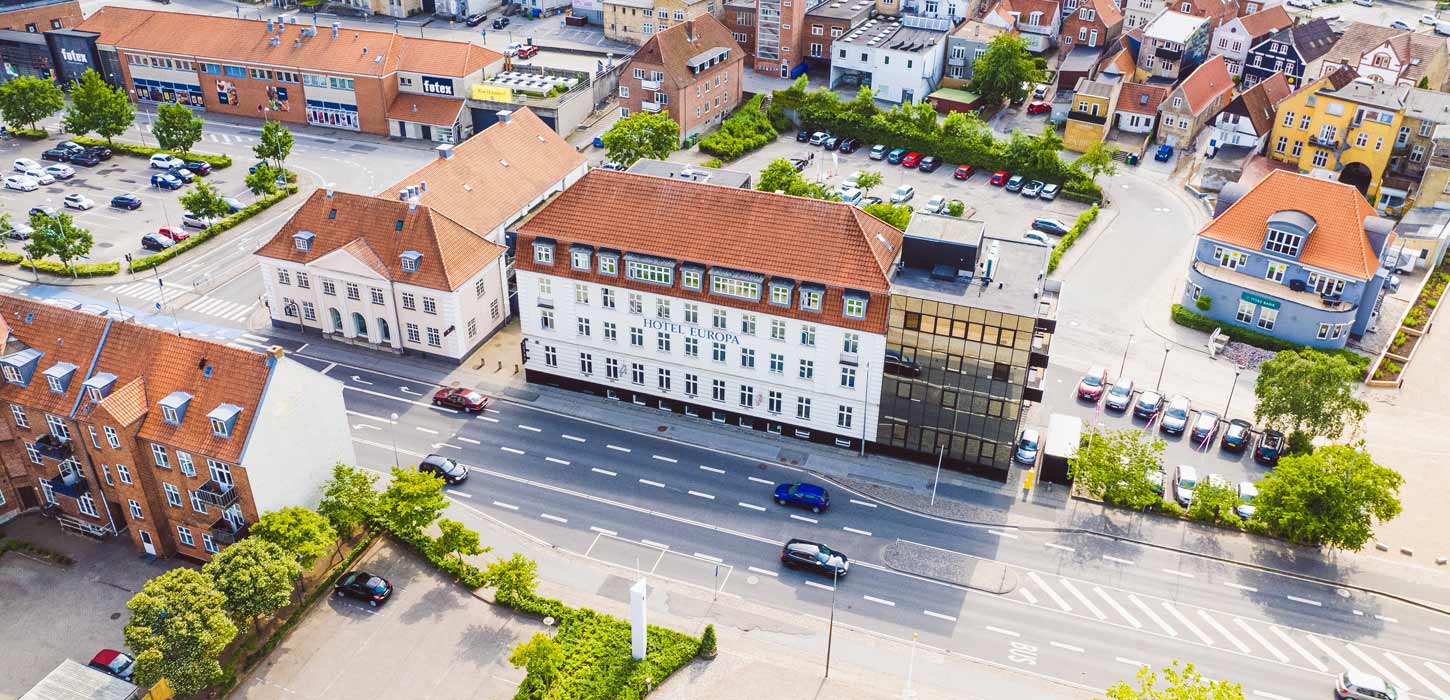 Luftfoto af Hotel Europa i Aabenraa