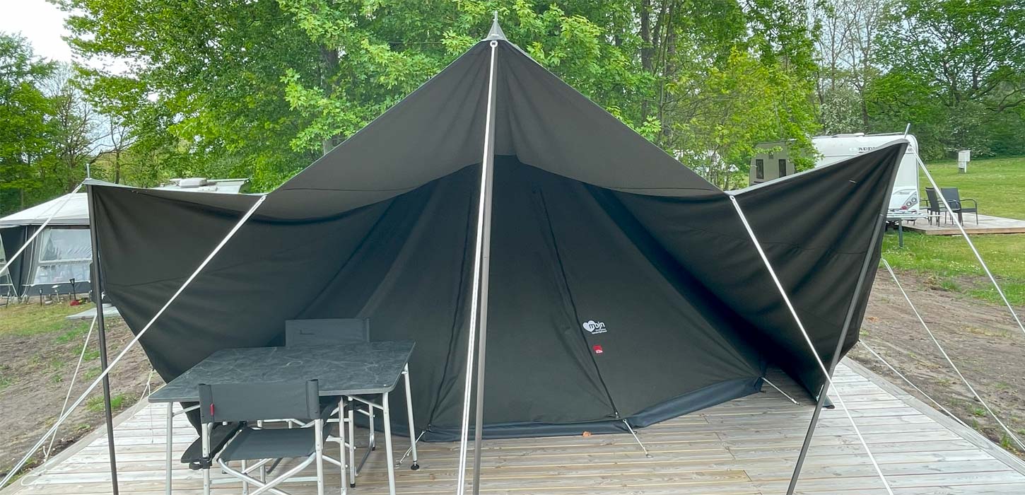 Lukket MOJN telt på Krusaa Camping