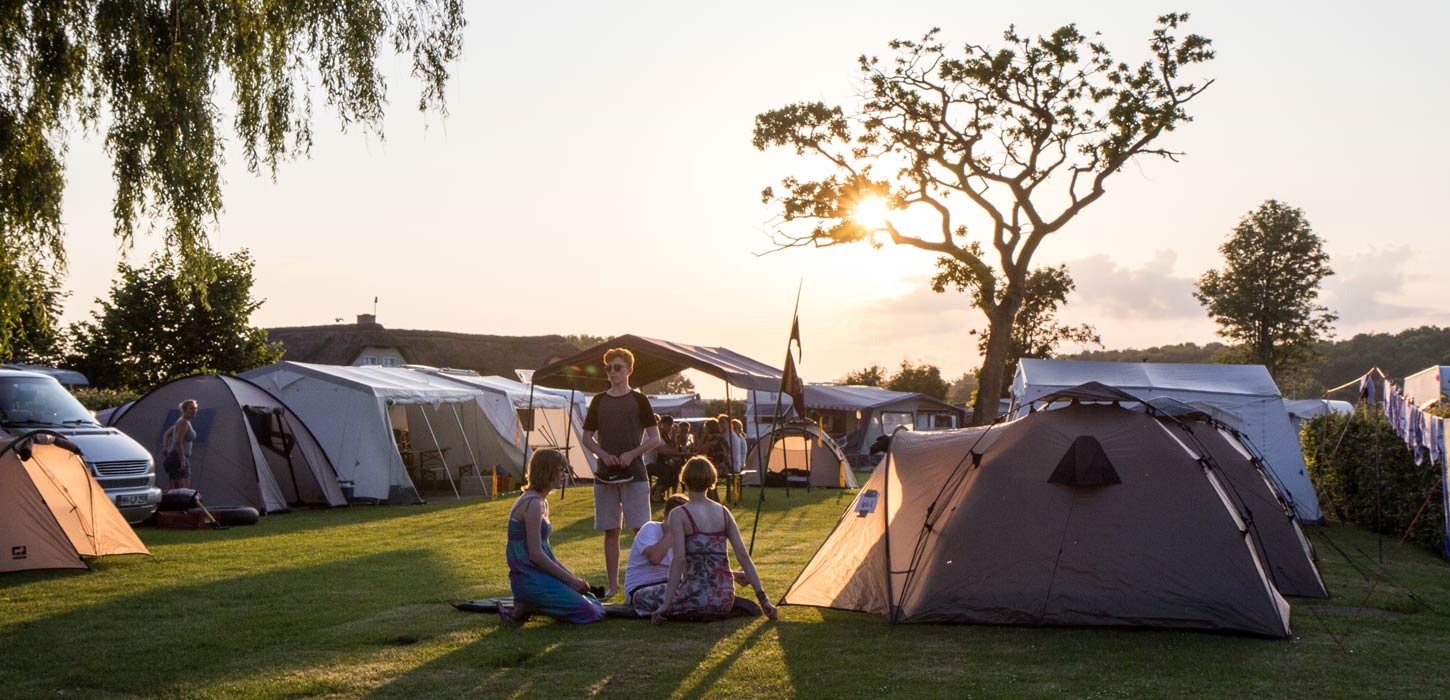Enjoying camping in the sunshine at Gammelbro Camping
