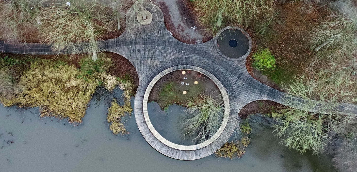 Luftfoto af cirkelbroen i Tønder