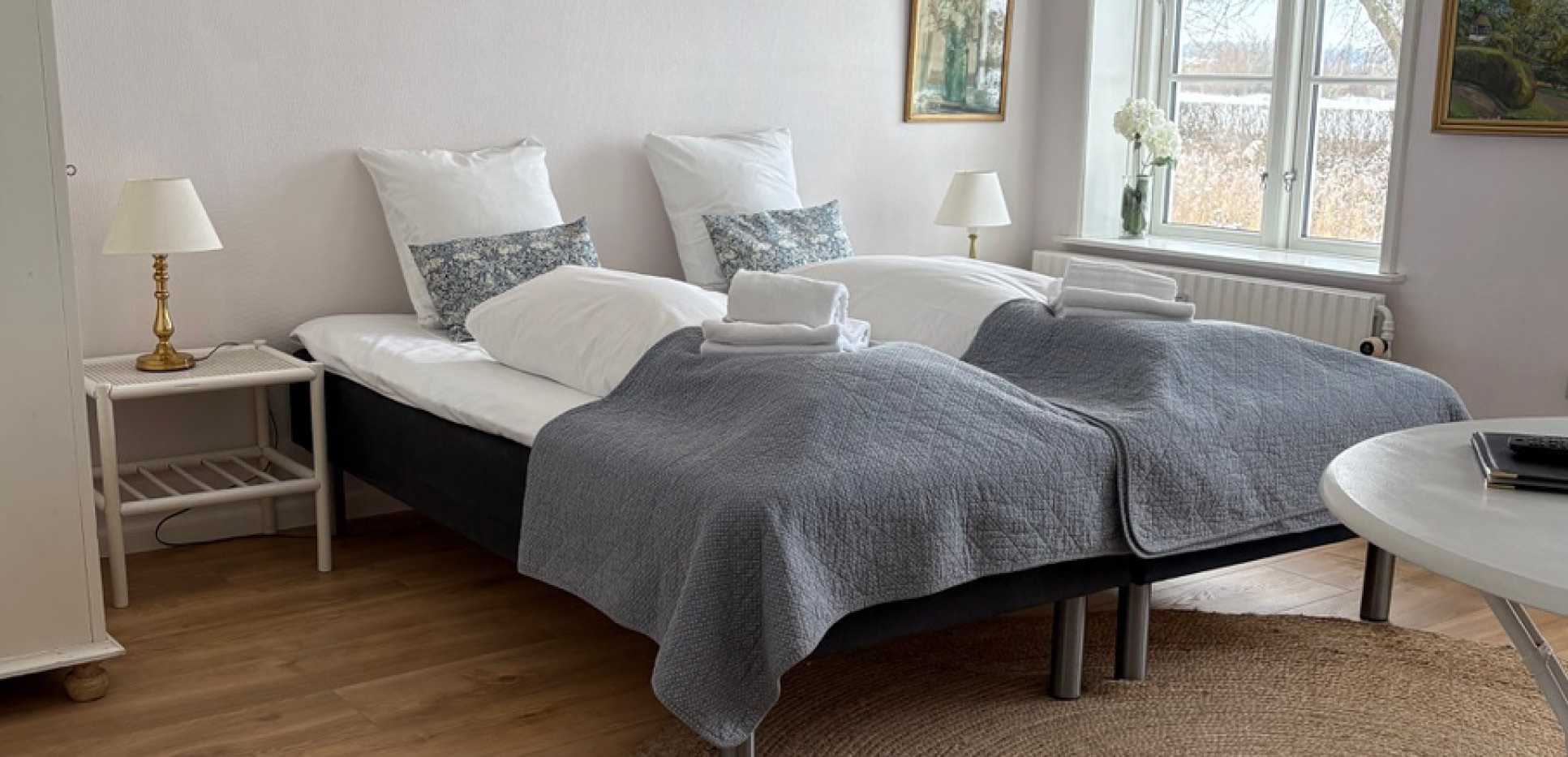 Klargjort værelse ved Rønhave Bed & Breakfast