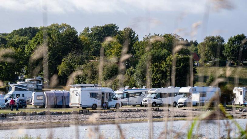 Campervans at Lærkelunden Camping