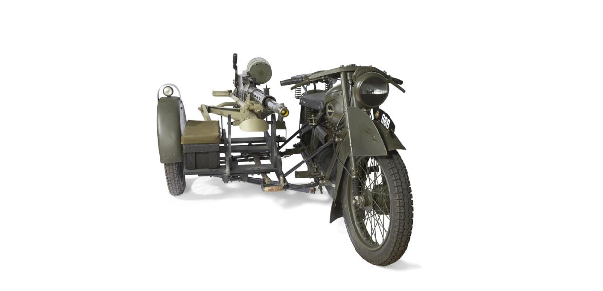 Centenary exhibition at Sønderborg Castle - Nimbus motorbike with machine gun