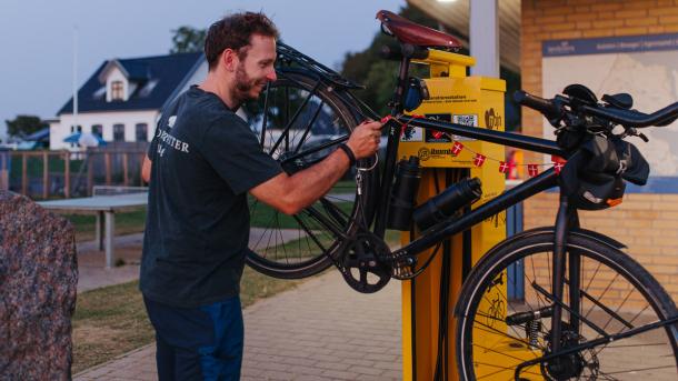 Bike Station in use at Gammelmark Strand Camping