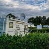 Campervan with view of the water at Drejby Strand Camping