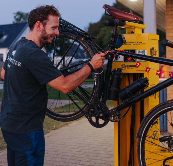 Bike Station in use at Gammelmark Strand Camping