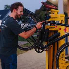 Bike Station in use at Gammelmark Strand Camping